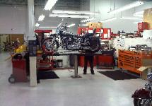 Lucky's HD in Fort Wayne motorcycle on rack
